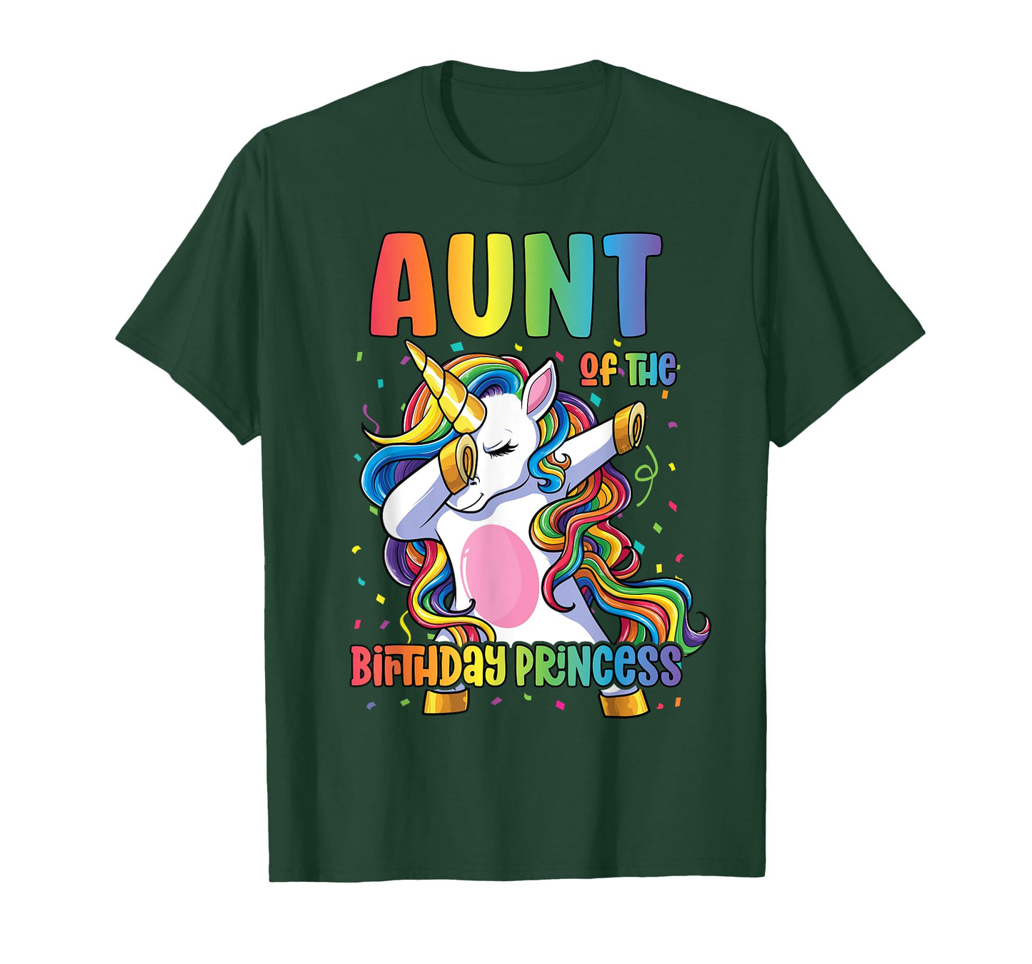 Aunt of the Birthday Princess Dabbing Unicorn Girl T-Shirt
