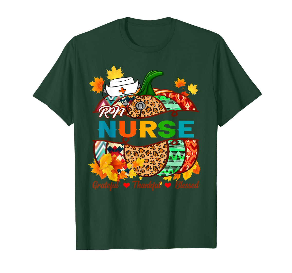 RN Nurse RN Grateful Thankful Blessed Pumpkin T-Shirt