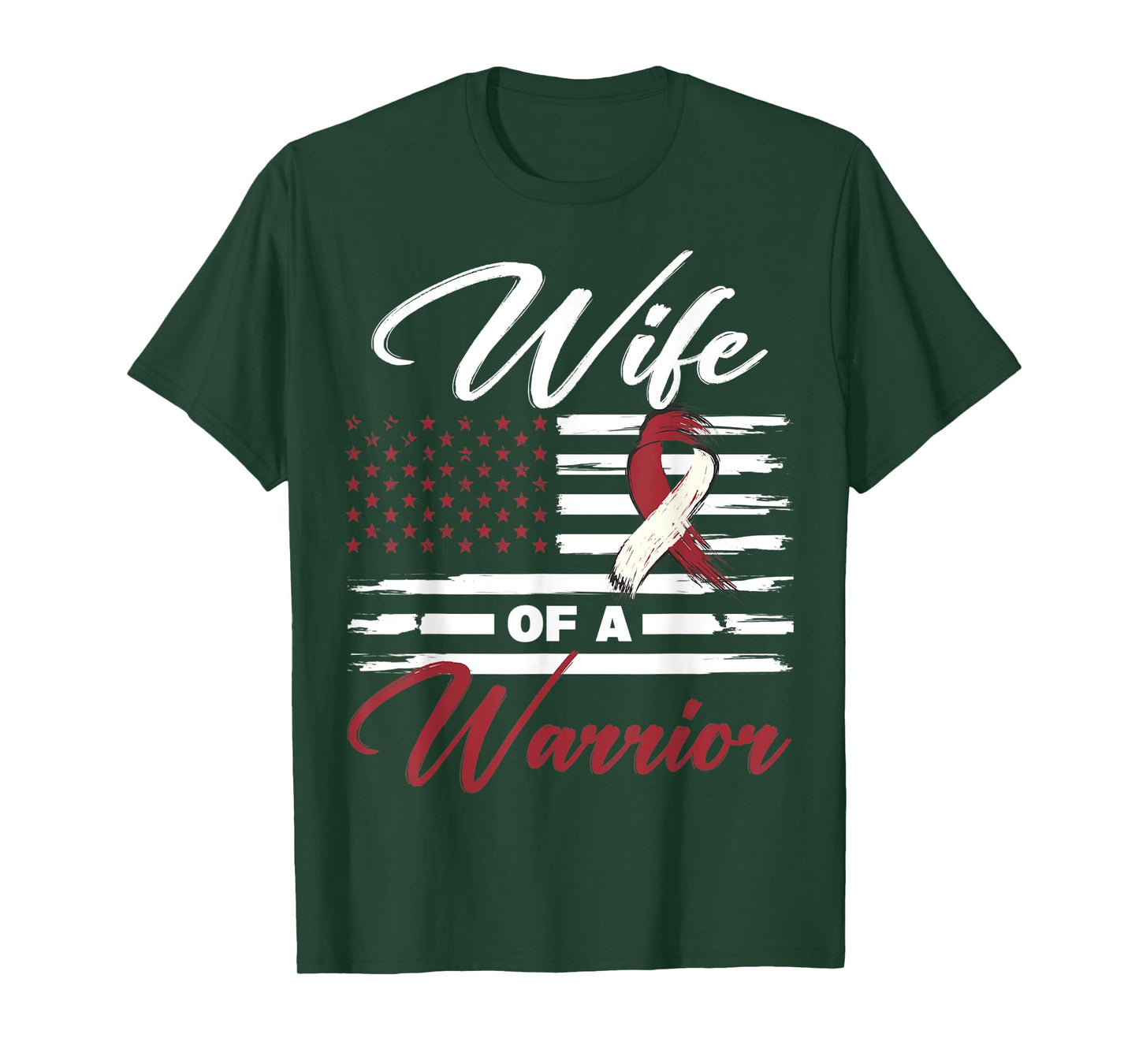 Wife Of A Warrior USA Flag Head And Neck Cancer Awareness T-Shirt