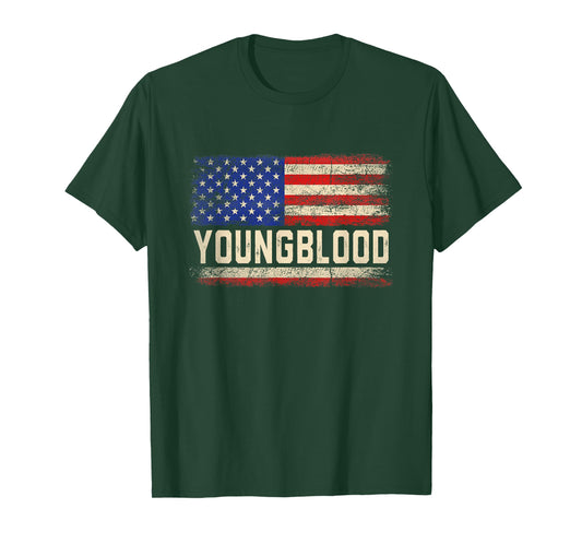 YOUNGBLOOD Last Name Shirt YOUNGBLOOD Name American Flag T-Shirt