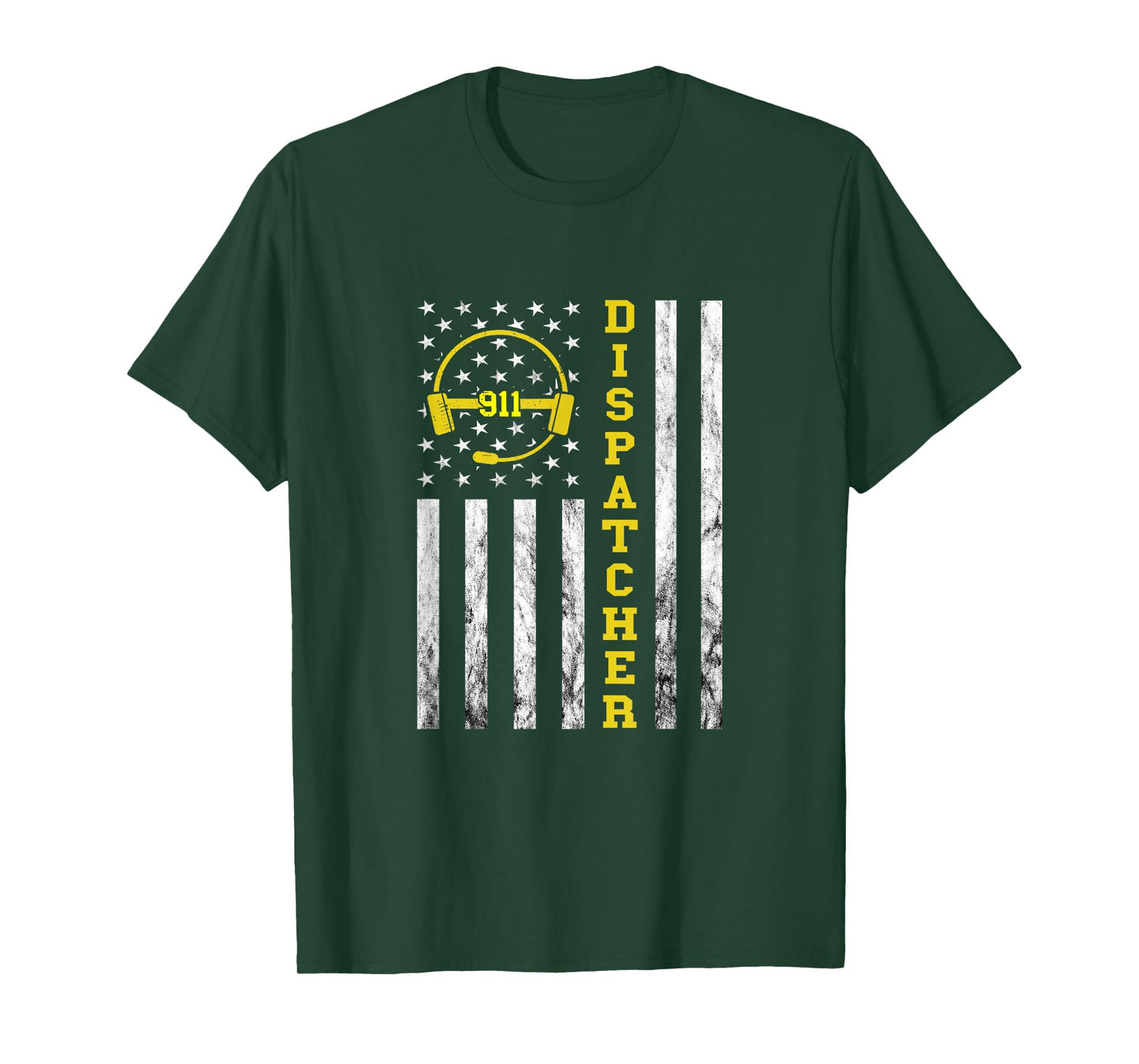 Dispatcher Vintage America USA Flag Headset 911 Operator T-Shirt Small