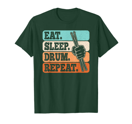 Eat Sleep Drum Repeat Funny Drummer Drumming Lover Men Boys T-Shirt