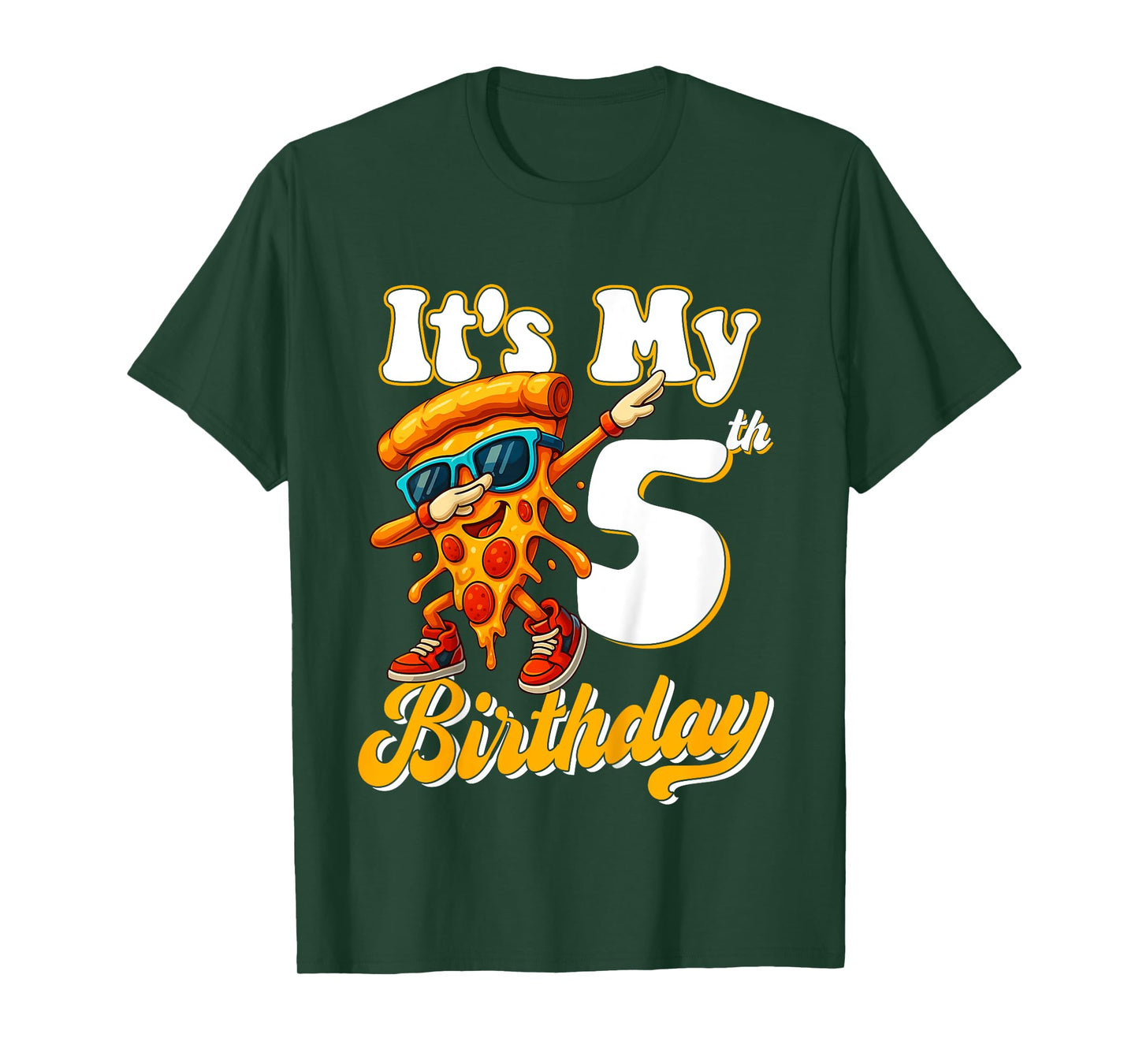 Its My 5th Birthday Dabbing Pizza Boy Girl 5 Years Old T-Shirt