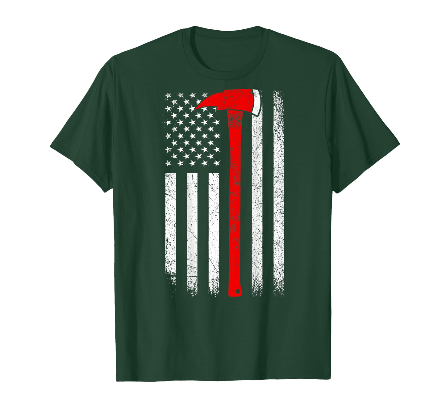 American Flag Axe Thin Red Line Firefighter Support ON BACK Women Kids Men T-Shirt