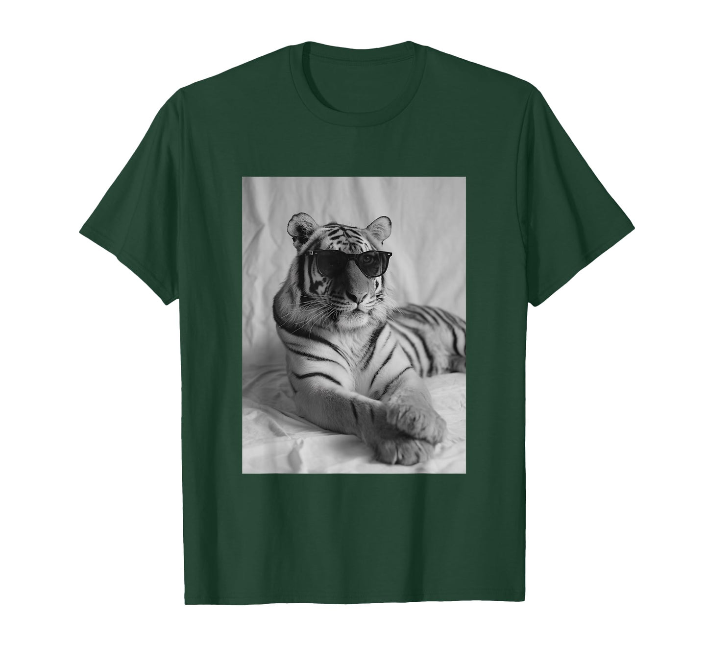 Cute Tiger with Sunglasses Stylish Feline Animal Photography T-Shirt