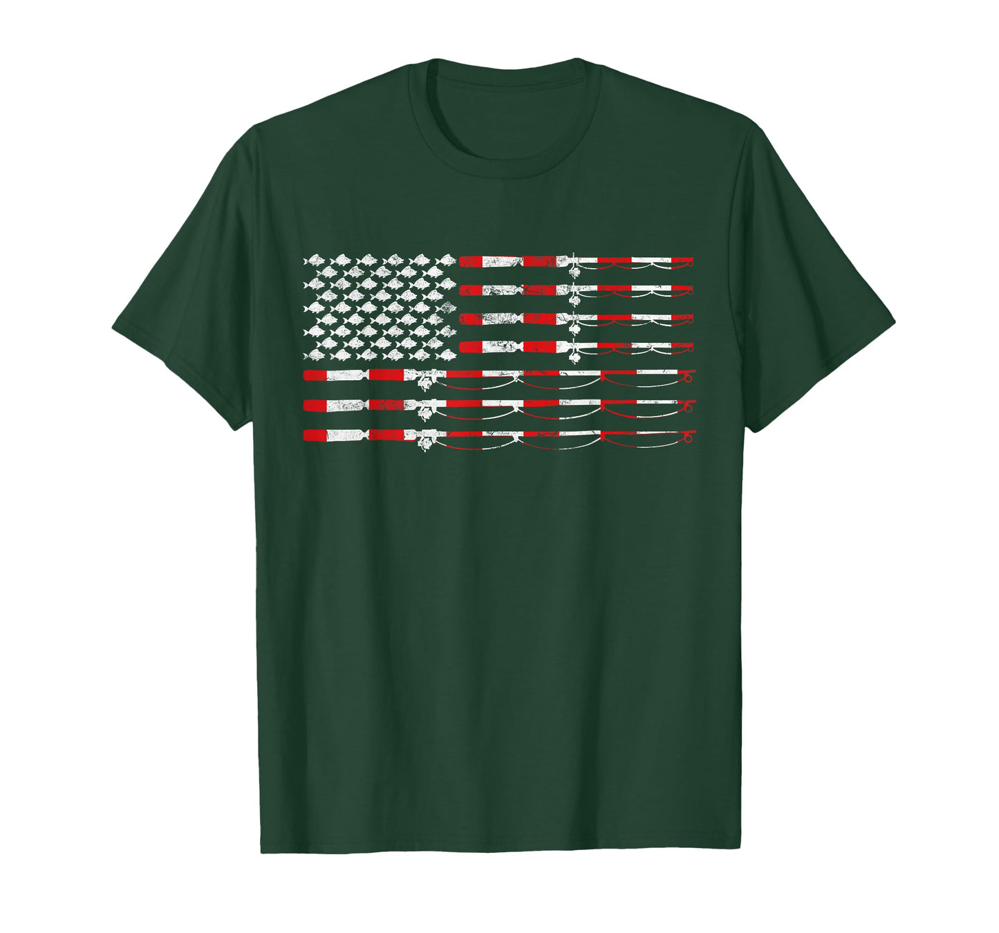 Fishing Fly Rod American Flag Gift for Fisherman T-Shirt Small