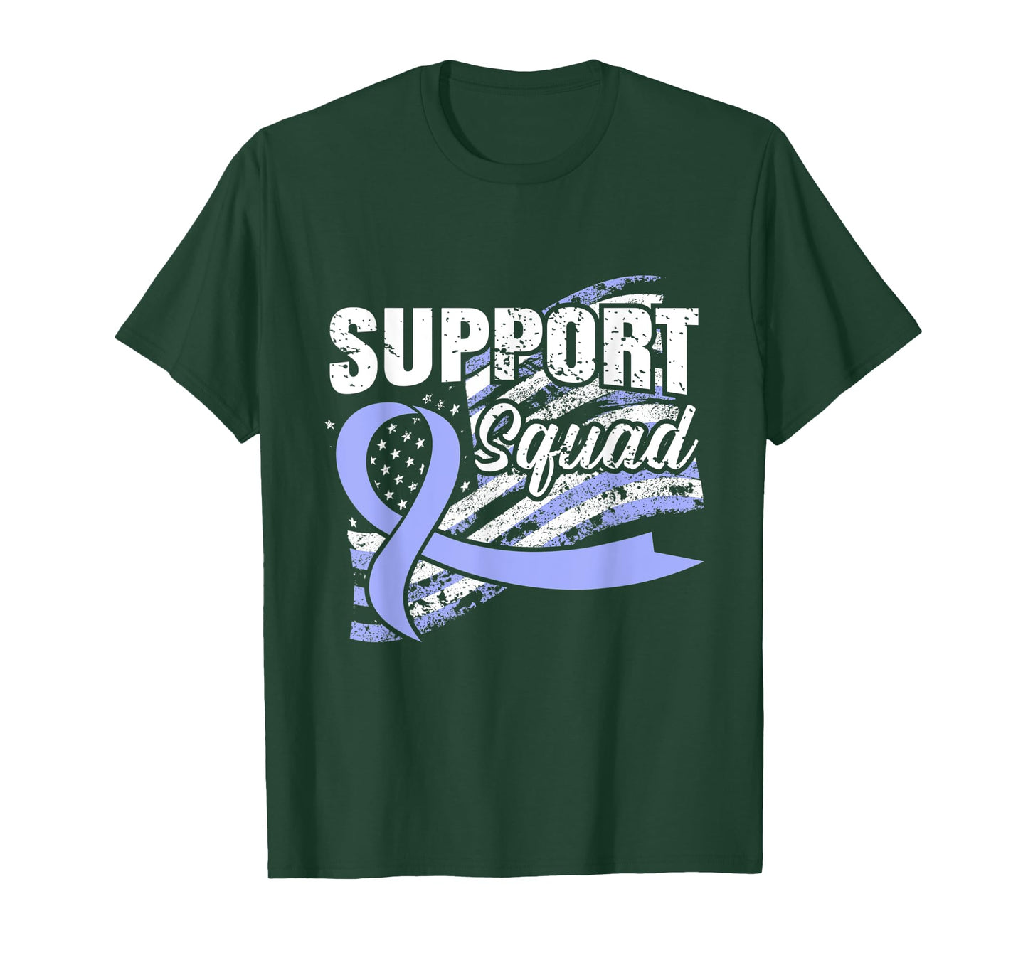Esophageal Cancer Support Squad USA Flag Awareness Ribbon Women Men T-Shirt