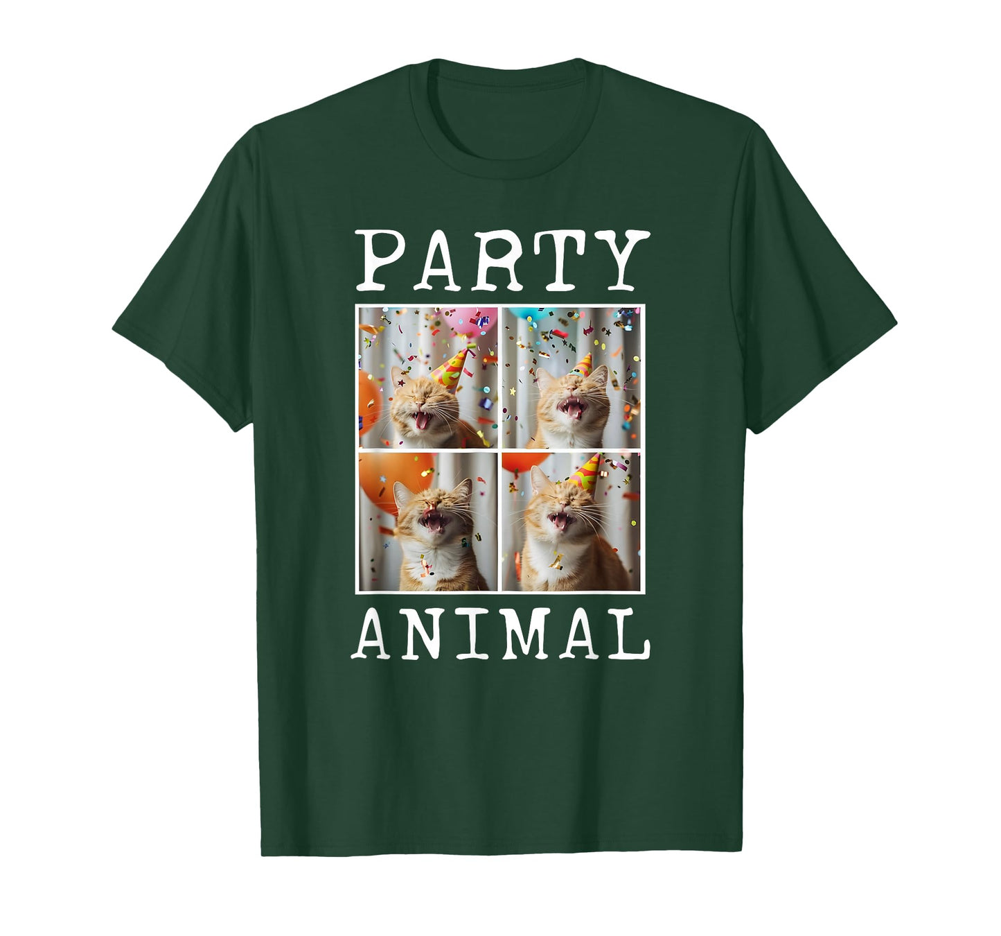 Cat Lover Animal Themed Happy Cat Birthday T-Shirt, Small, Black