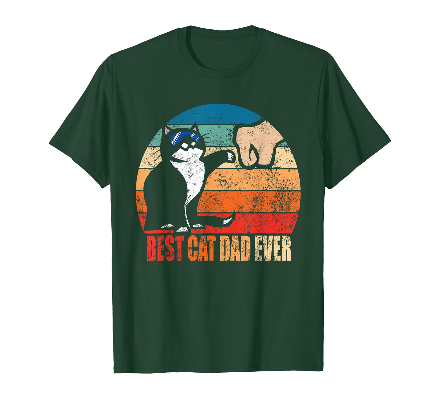 Cat Loving Daddy Fathers Day Gift mens None Best Cat Dad Ever Paw Fist Bump Funny Fathers Day Tee T Shirt, Black, Small US