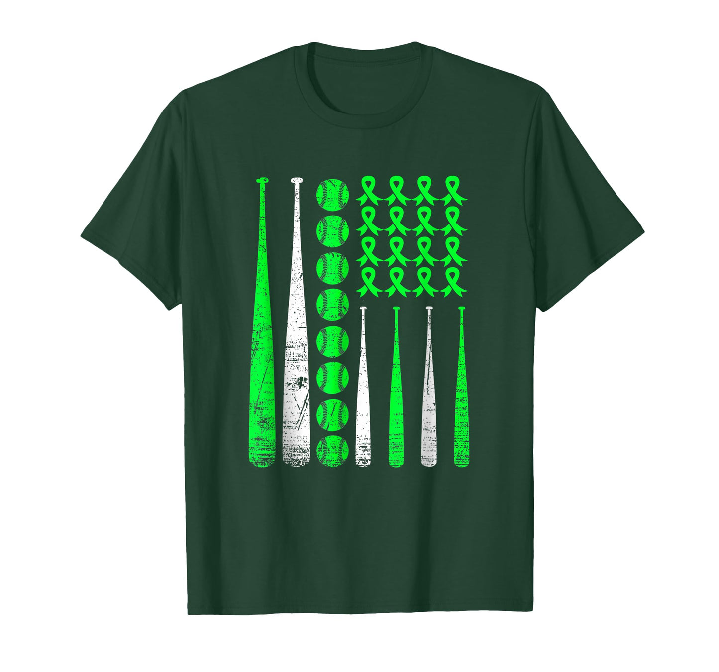 Vintage Baseball Mental Health Day American USA Flag Awarene T-Shirt