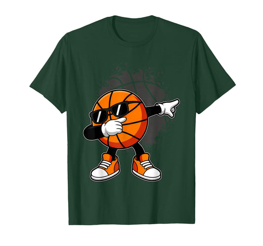 Dabbing Basketball Ball with Sunglasses Funny Basketball T-Shirt