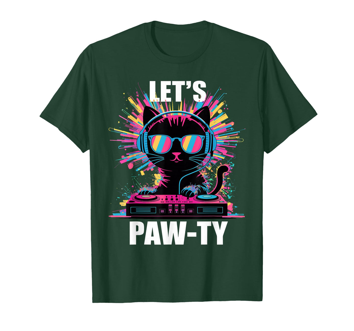 Let's Paw-Ty Funny Cat DJ Party Vibes T-Shirt