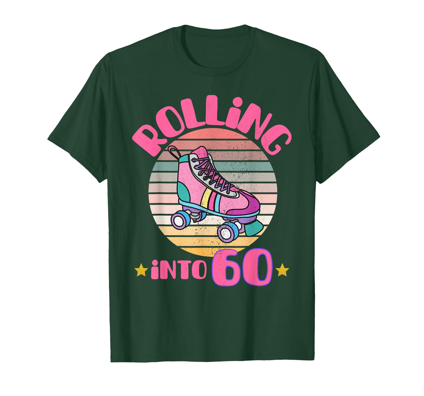 Roller Skating 60 Year Old Birthday Girl Rolling Into 60 T-Shirt