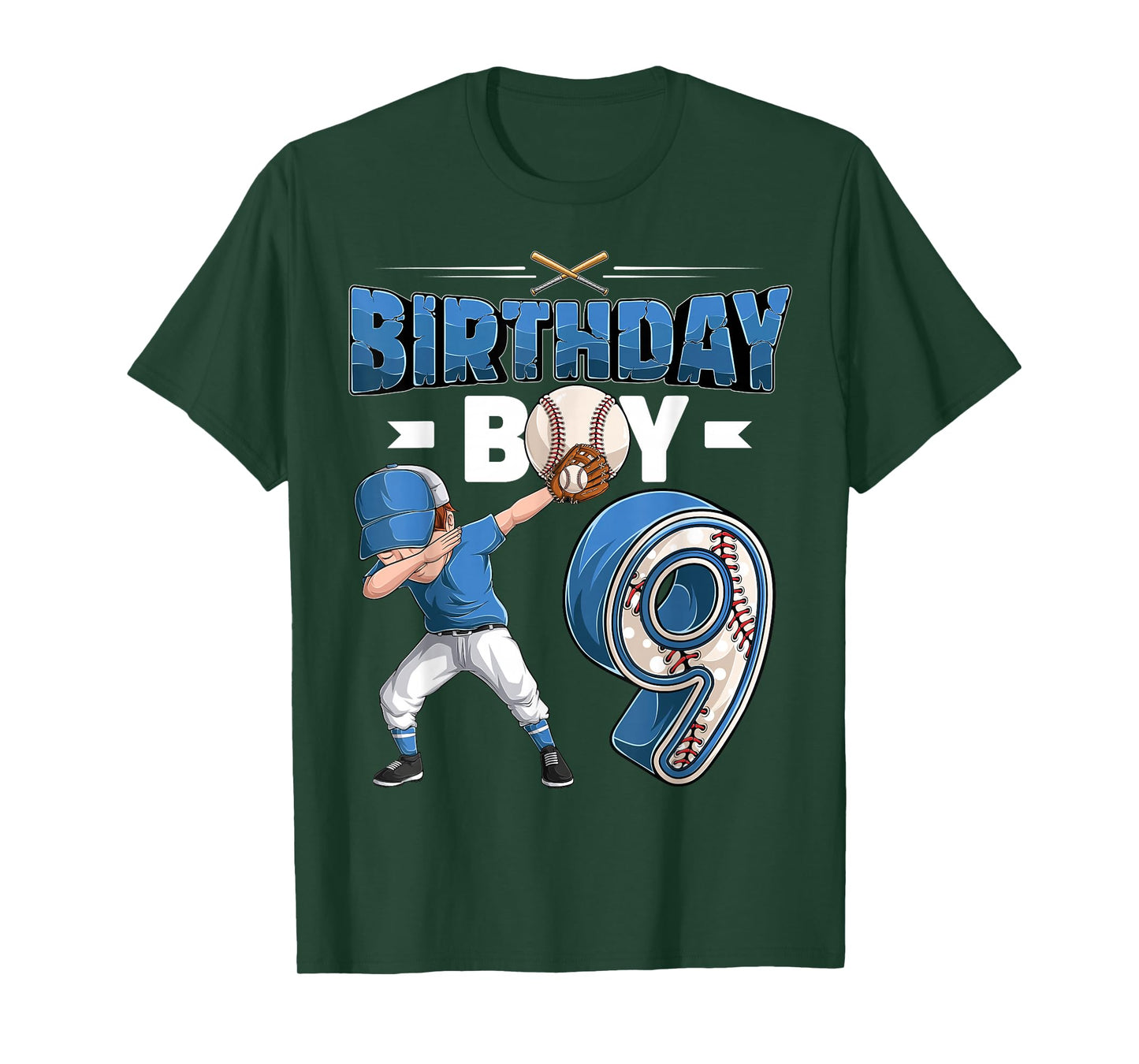 Dabbing boy 9 Year Old Baseball Player 9th Birthday Party T-Shirt