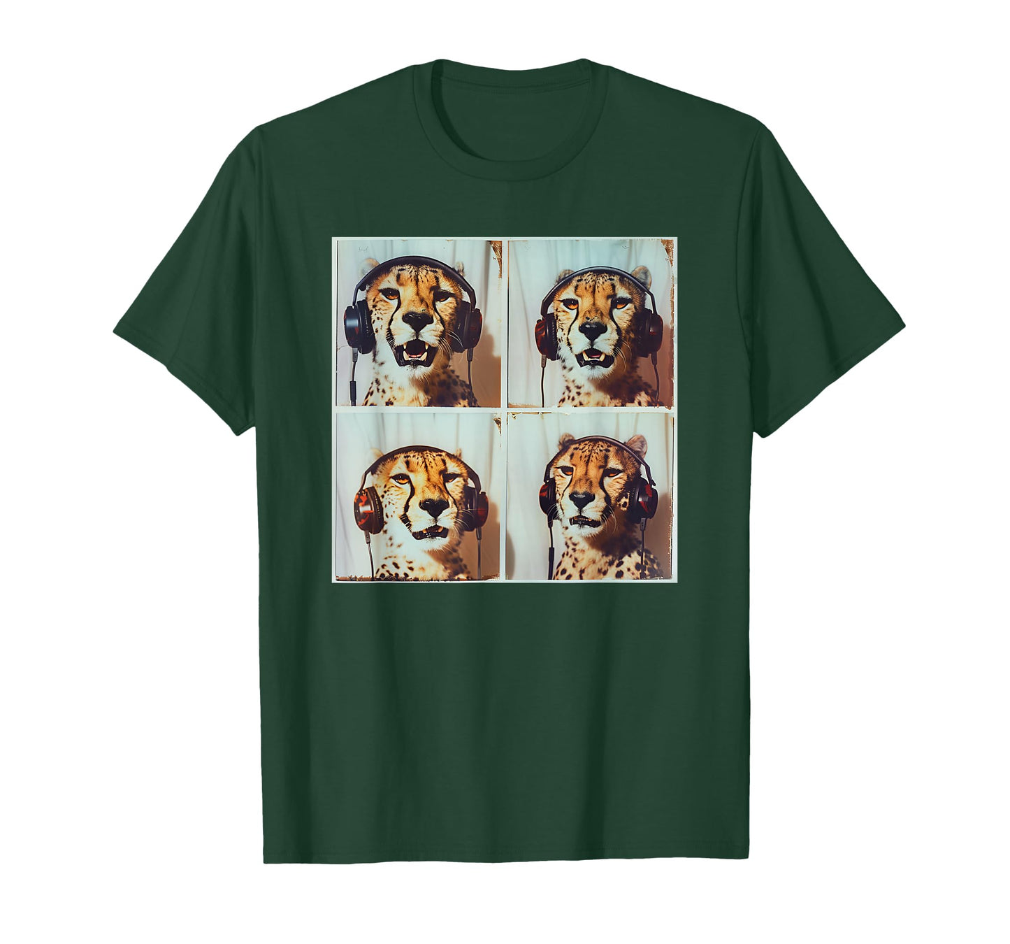 DJ Cheetah With Headphones Photobooth Cool Safari Cheetah T-Shirt