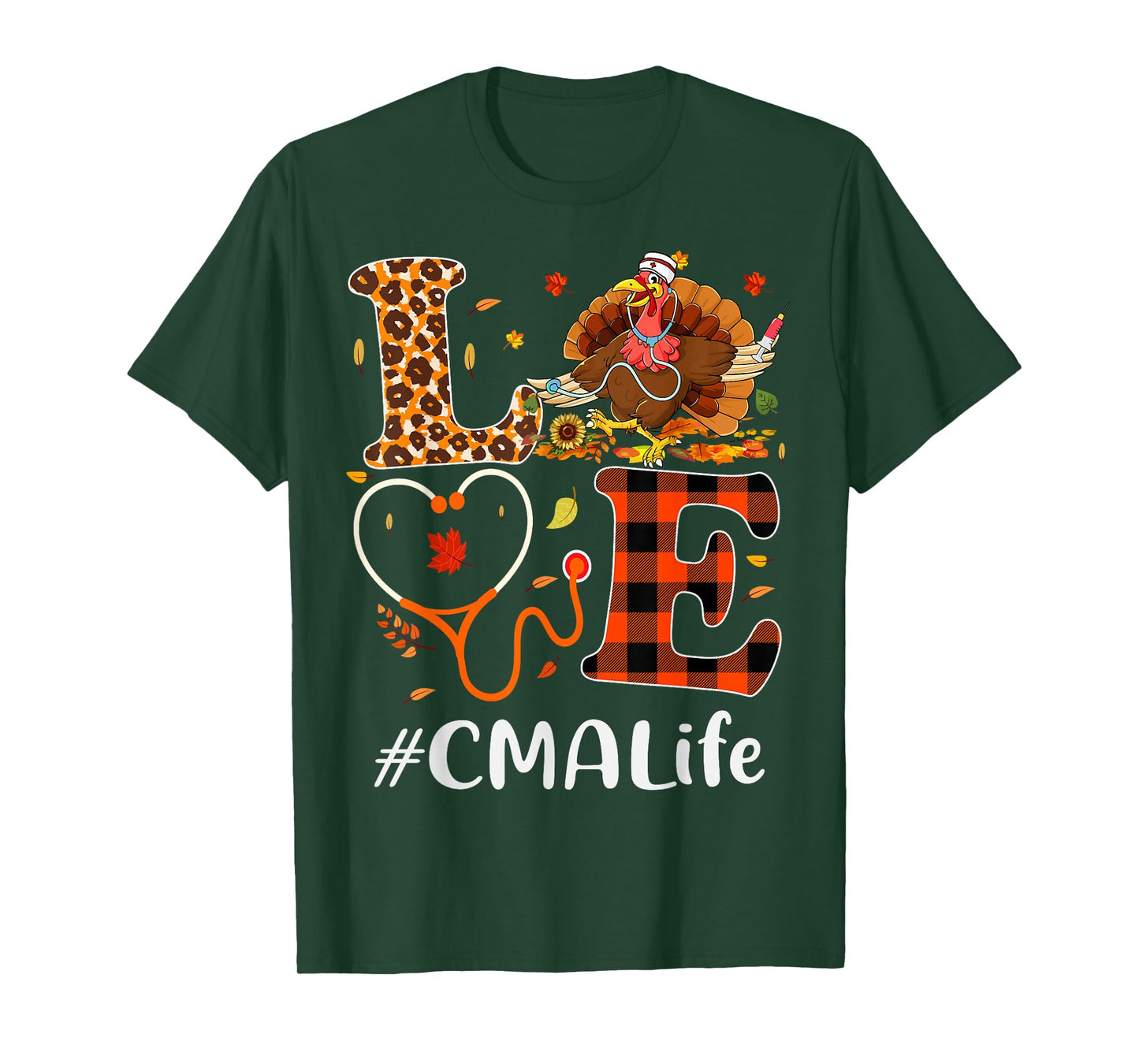 CMA Certified Medical Assistant Love Thanksgiving Leopard T-Shirt