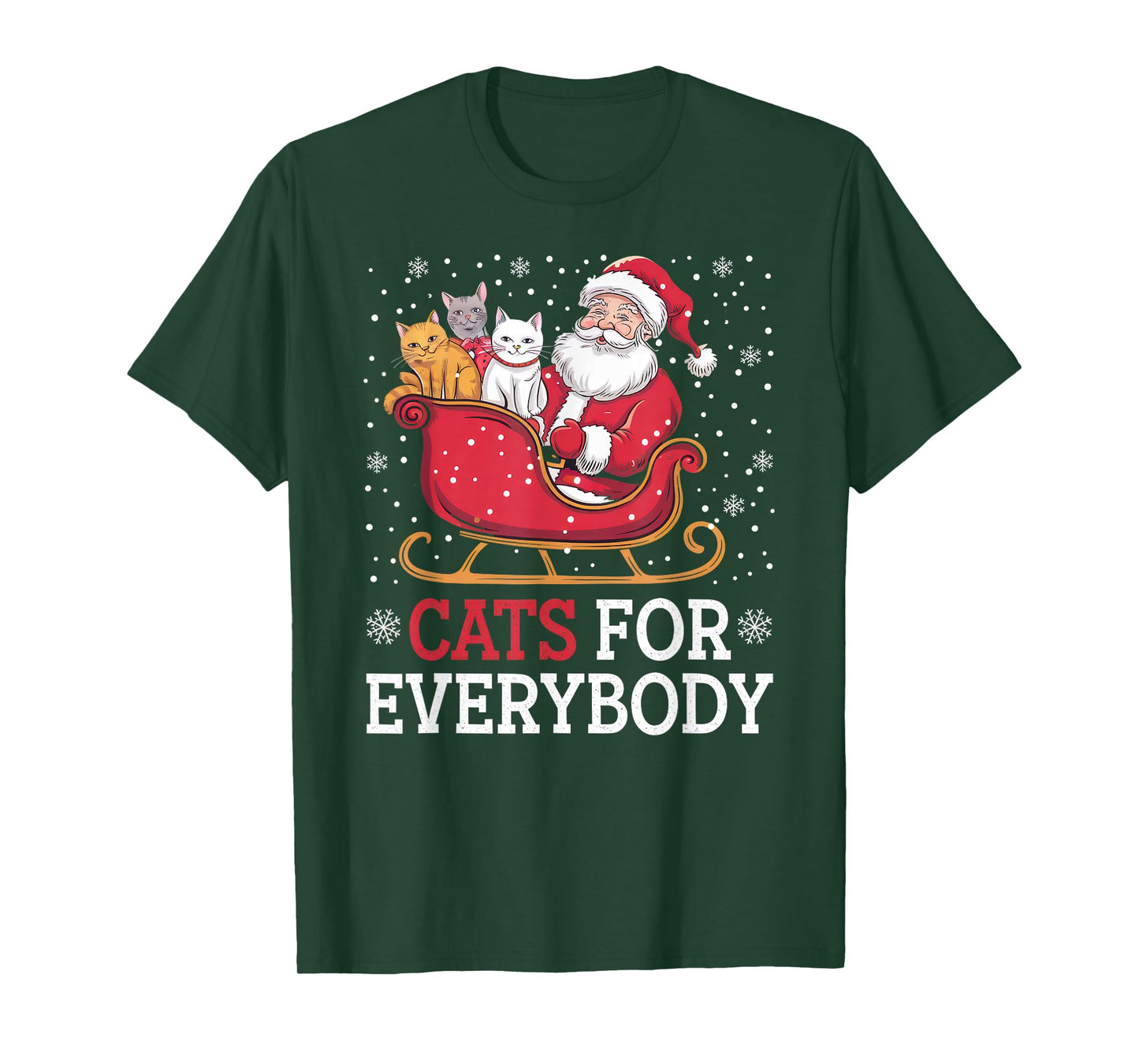 Cats for Everybody Christmas Shirt Funny Xmas Women Santa T-Shirt