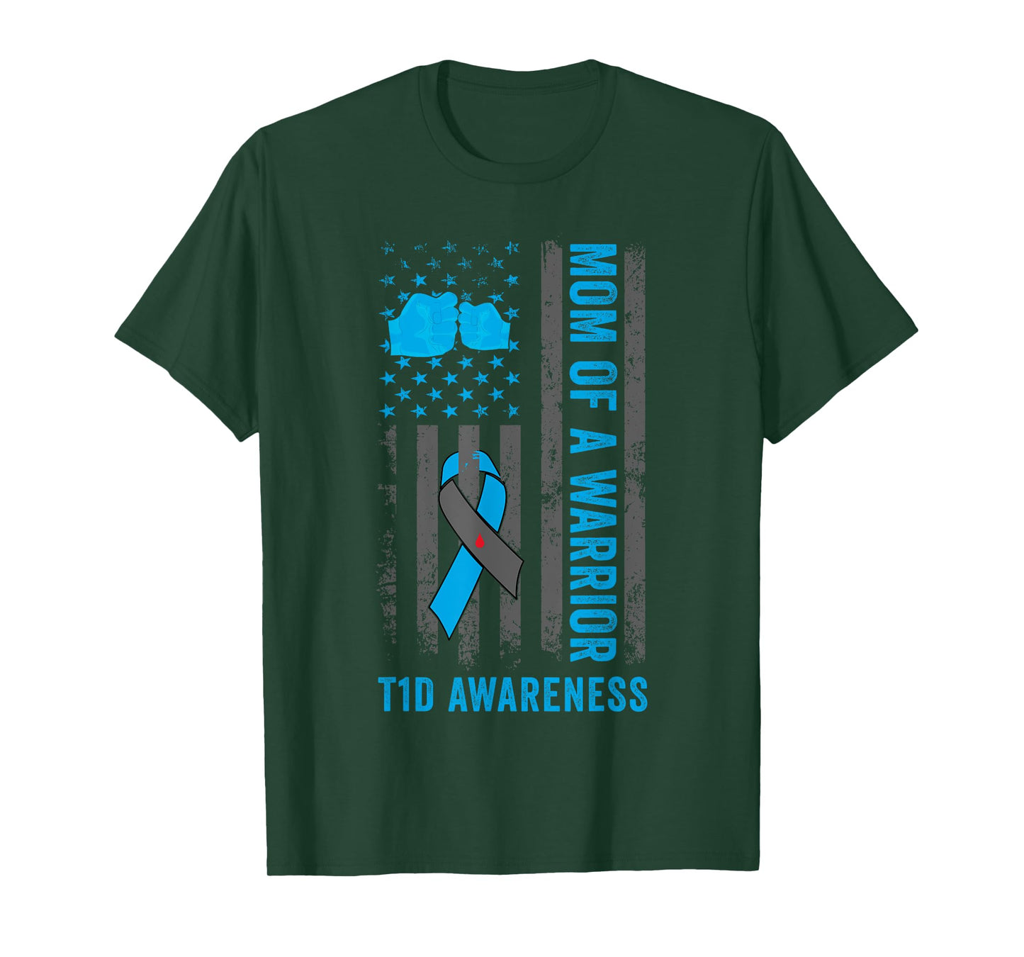Mom Of A T1D Warrior Diabetic Type 1 Diabetes Awareness T-Shirt