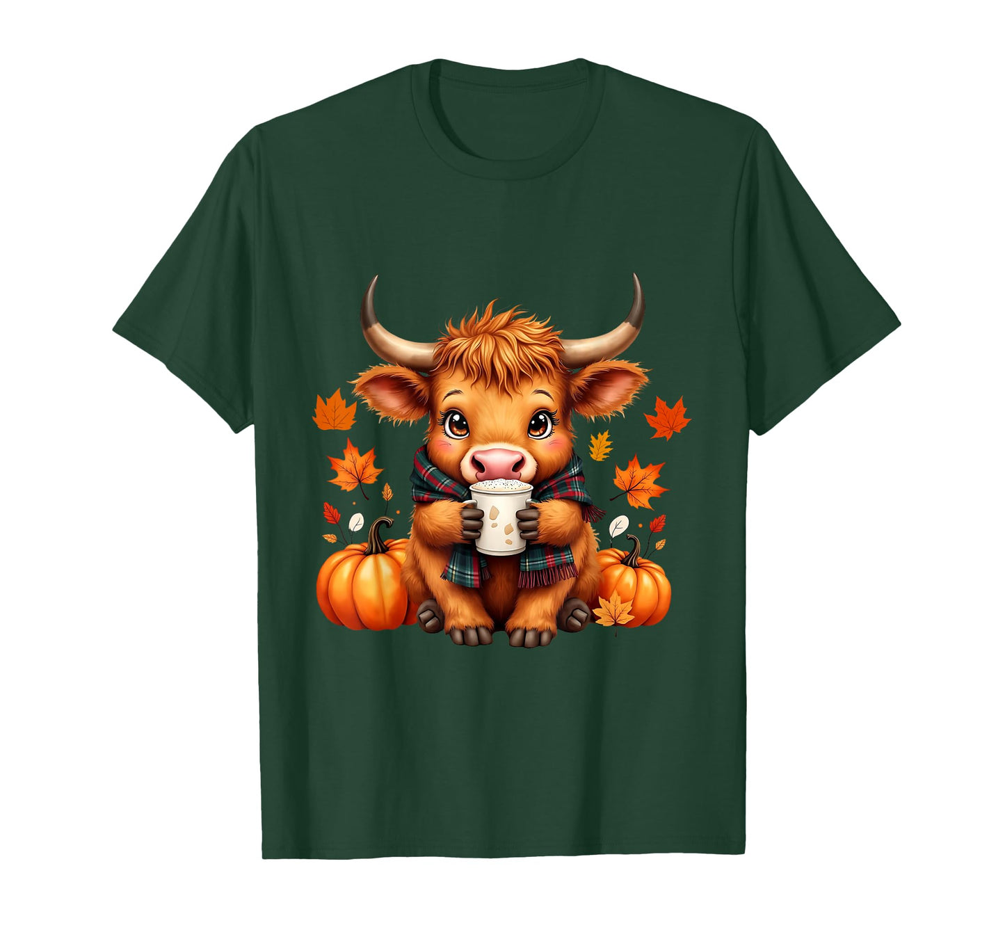 Cute Highland Cow Autumn Pumpkin Fall Coffee Pumpkin Spice T-Shirt