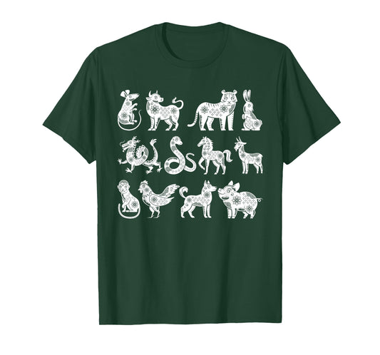 Chinese Zodiac Animals In Order Lunar Chinese New Year T-Shirt