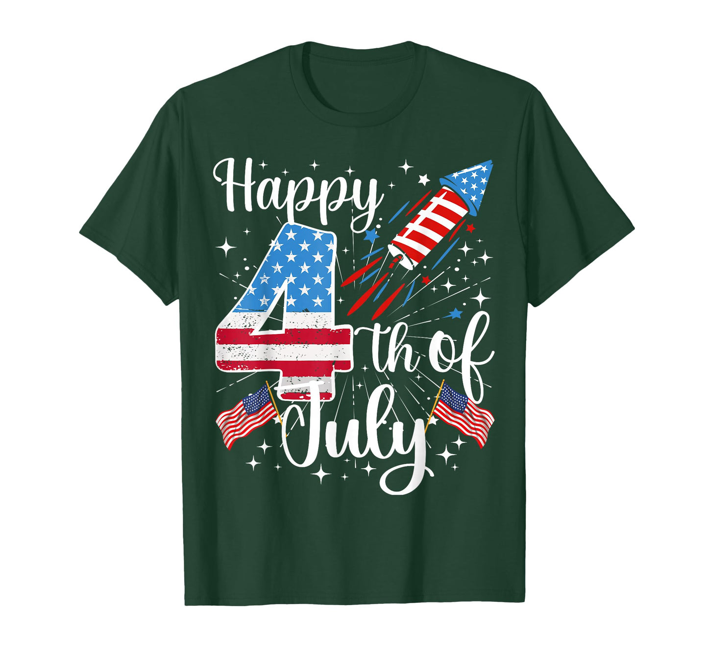 Happy 4th of July US Flag 4th of July Fireworks Women Men T-Shirt