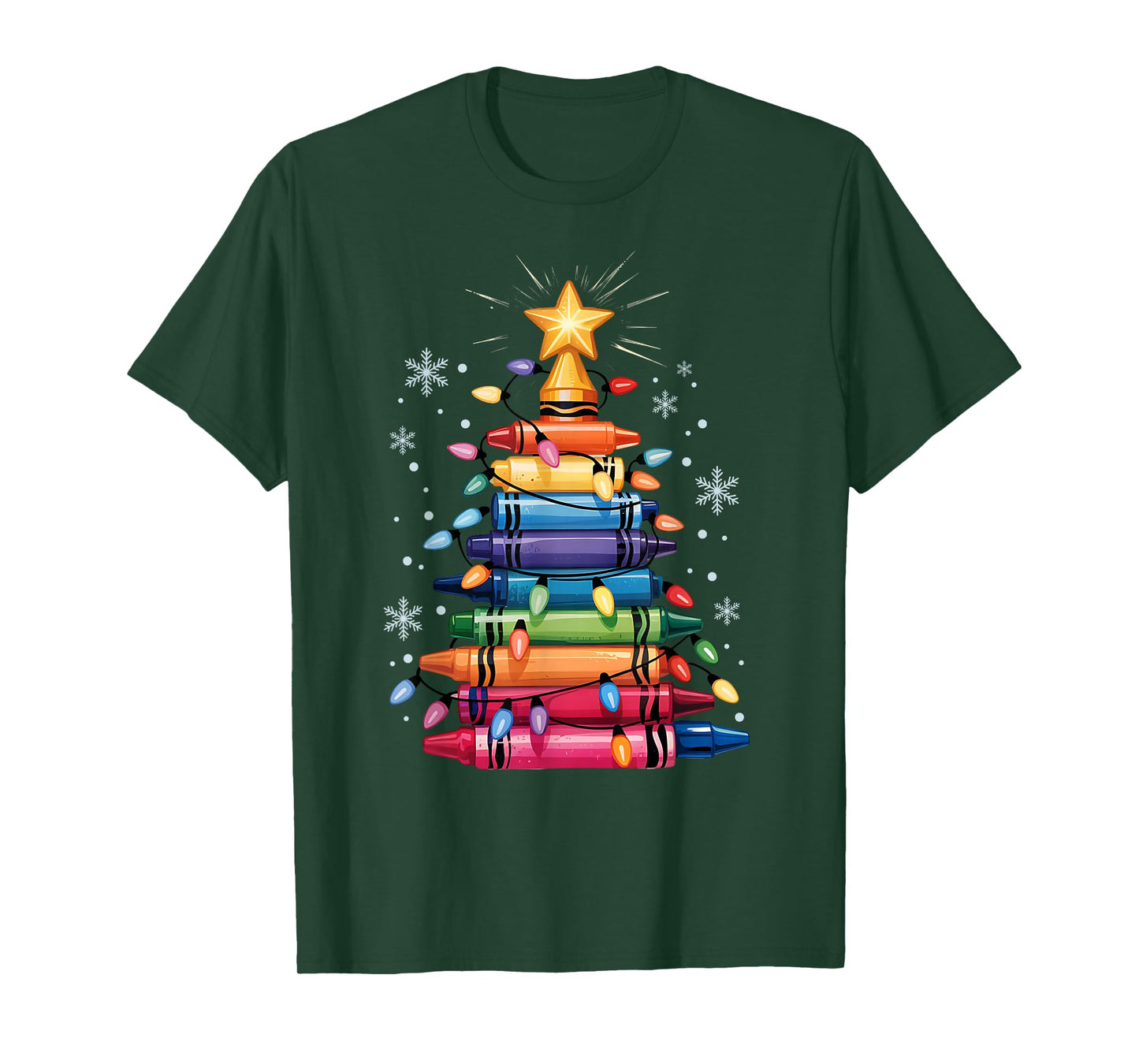 Crayon Christmas Tree Funny Merry Christmas Teacher T-Shirt
