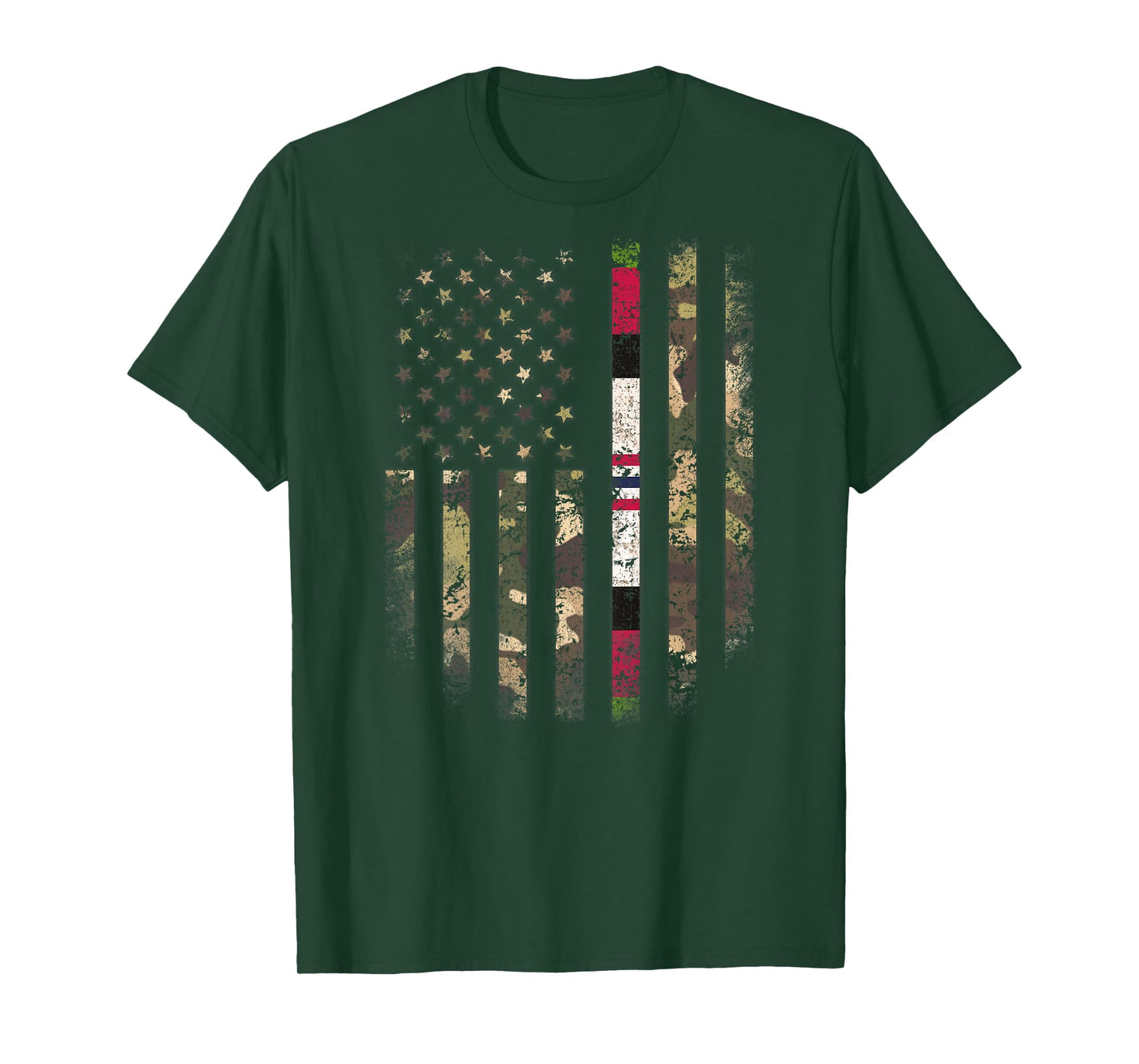 Proud Afghanistan Veteran Camo US Flag Ribbon Military Gifts T-Shirt