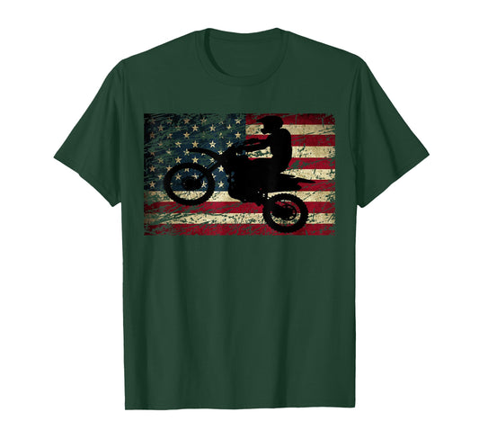 Dirt Bike USA Flag T-Shirt Motocross American Flag Shirt T-Shirt