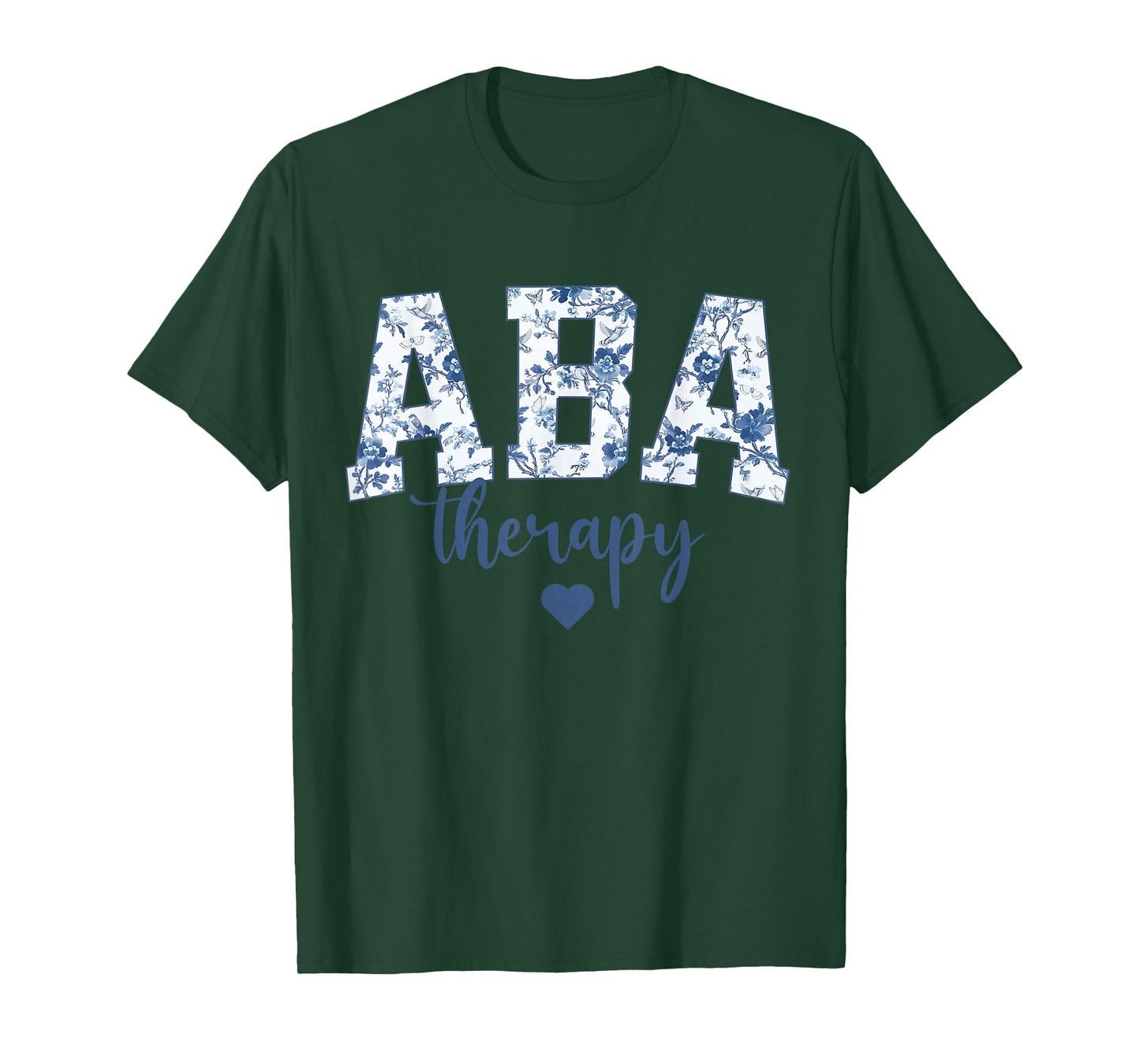 ABA Therapy Floral Blue Wildflower RBT Behavior Therapist T-Shirt
