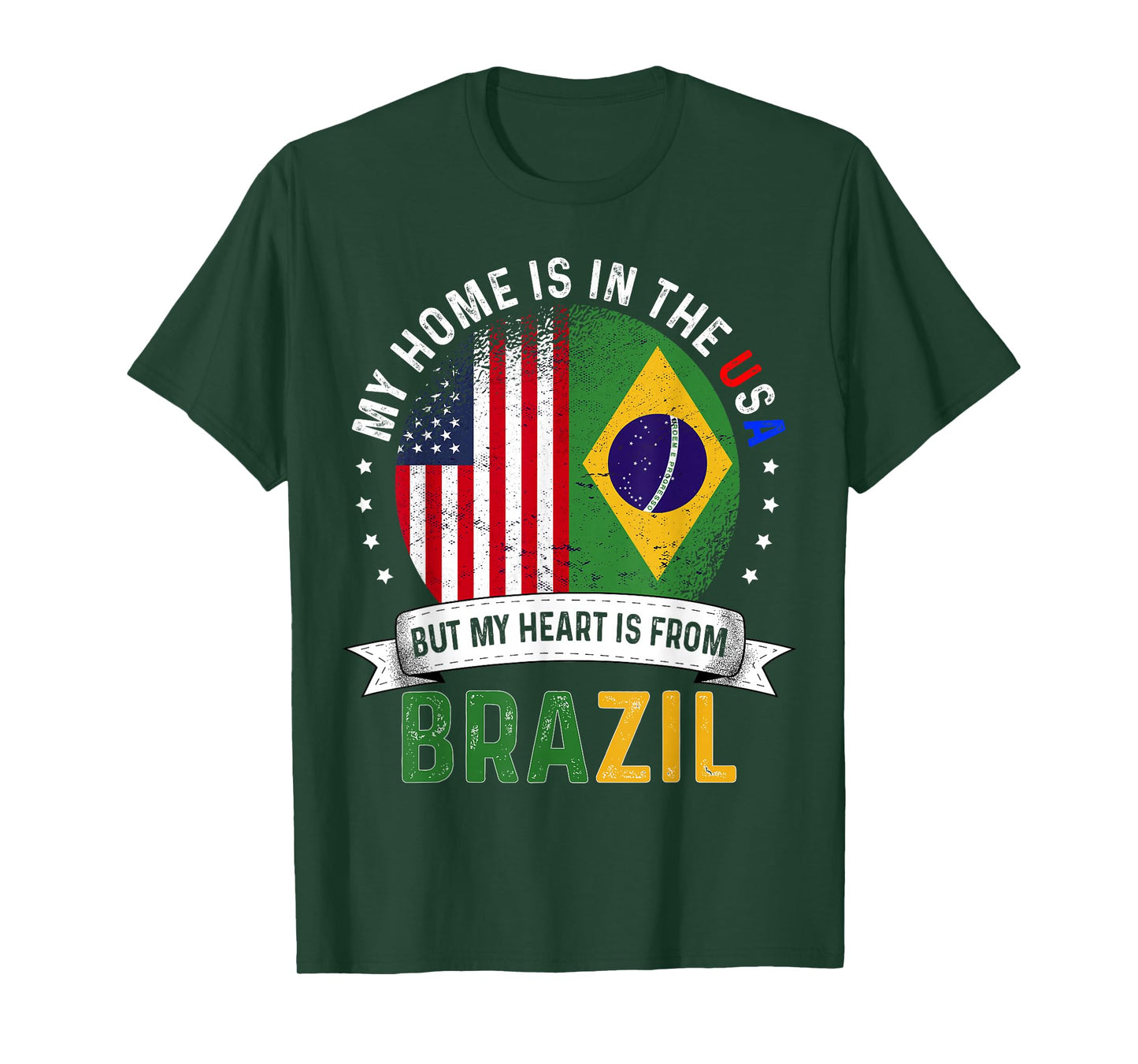 Brazilian American Patriot Heart is from Brazil Flag T-Shirt