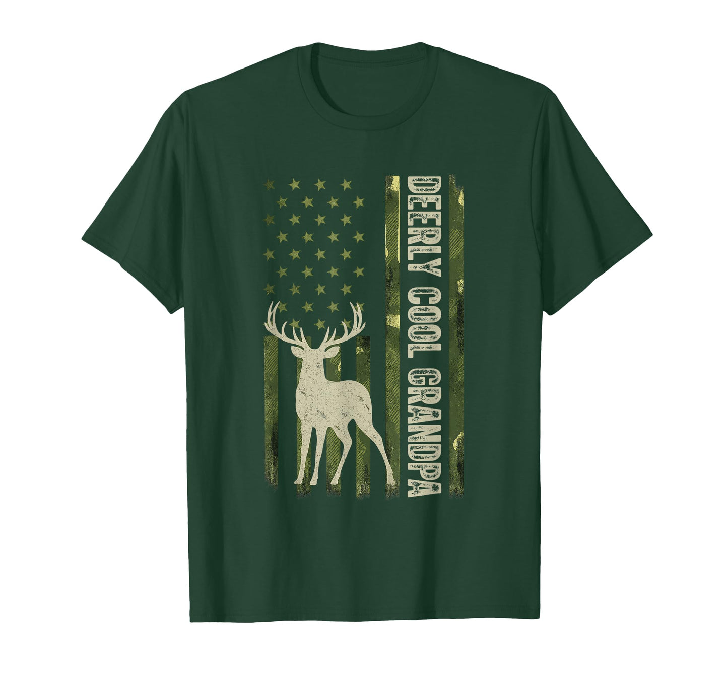 Deerly Cool Grandpa Camouflage USA Flag Deer Hunting Season T-Shirt