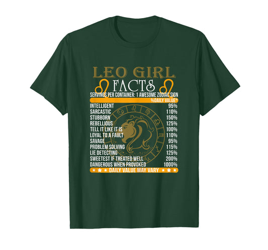 Leo Girl Facts - Awesome Zodiac Sign Tee Shirts T-Shirt