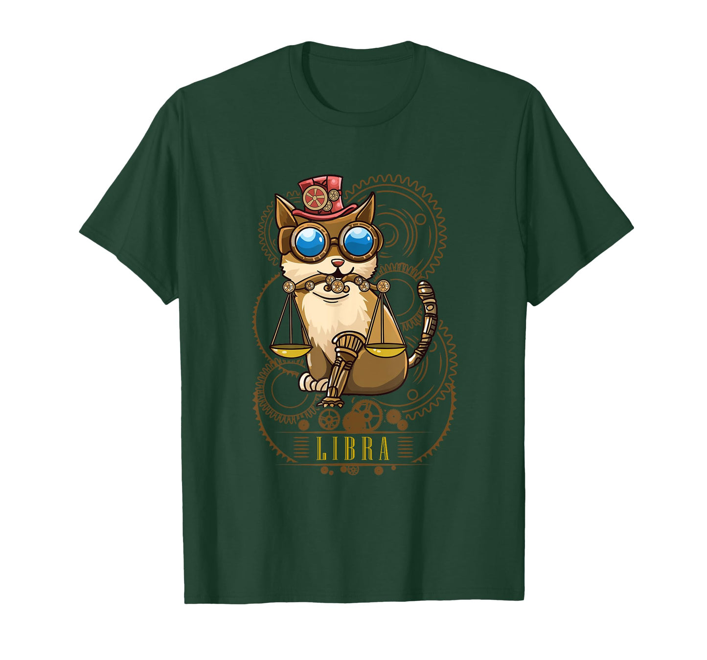 Steampunk Horoscope Cat, Libra Star Sign, Cat Astrology Men Women T-Shirt