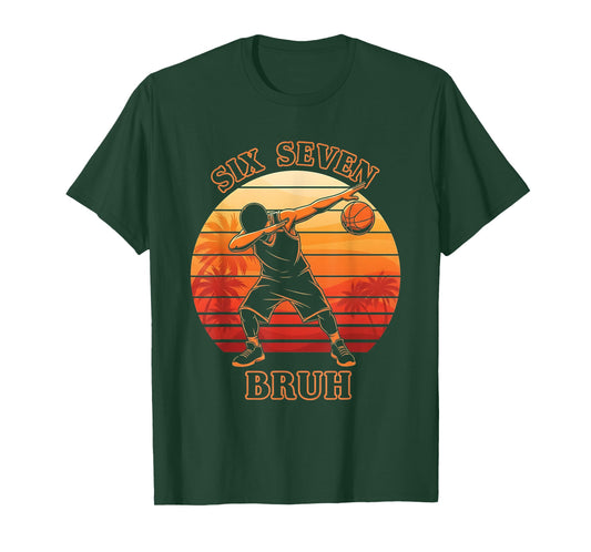 Dabbing Basketball Ball 67 Meme Bruh Funny Boys Sports Retro T-Shirt