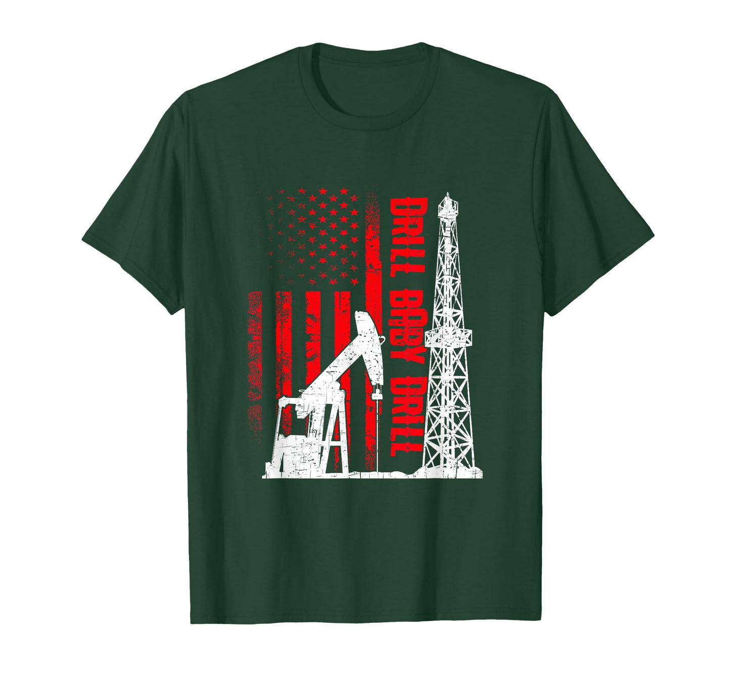 American Flag Oil Drilling Design Drill Baby Drill T-Shirt for Men - Black, Small