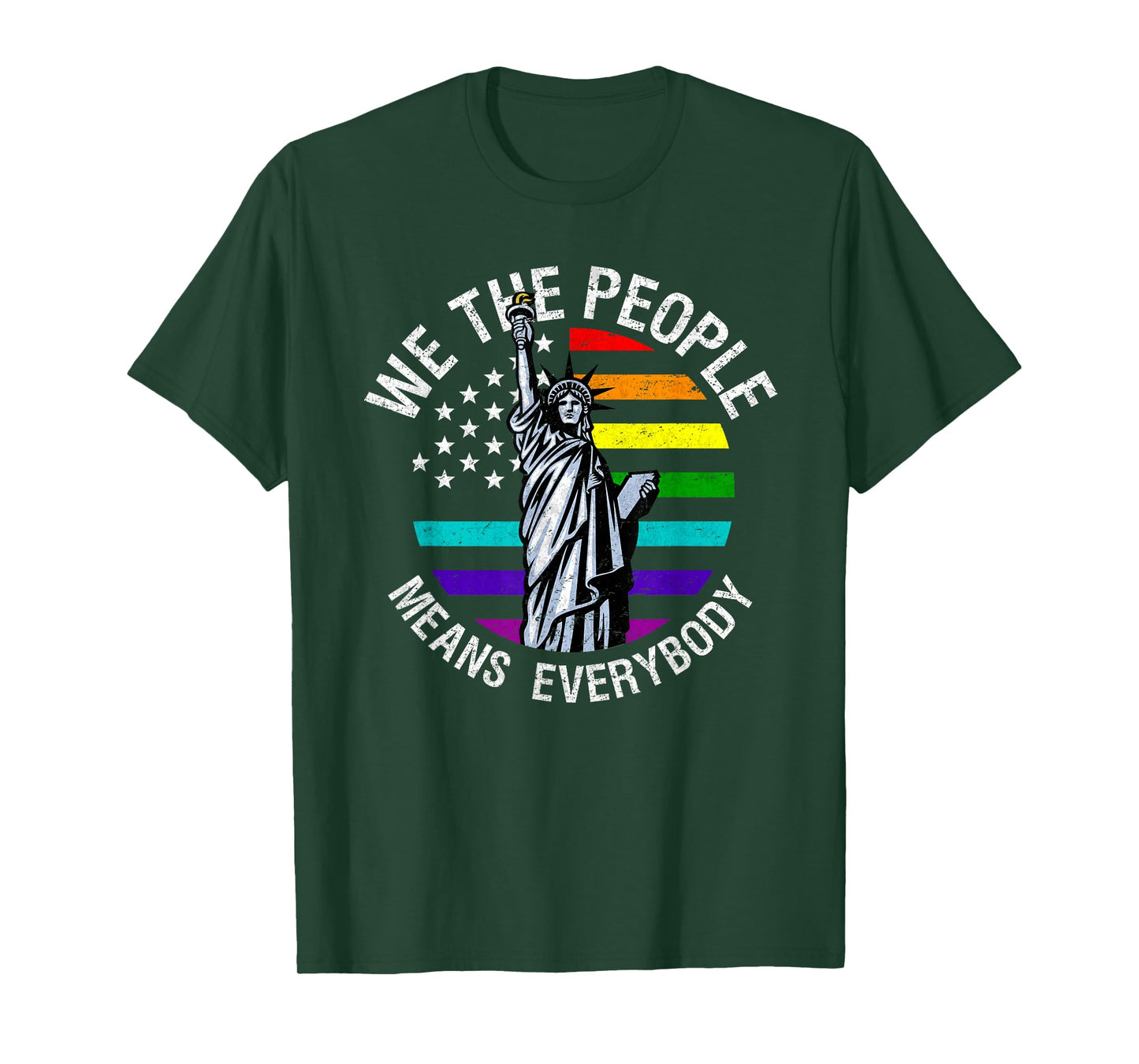 We The People Means Everyone Vintage LGBT Gay Pride Flag T-Shirt