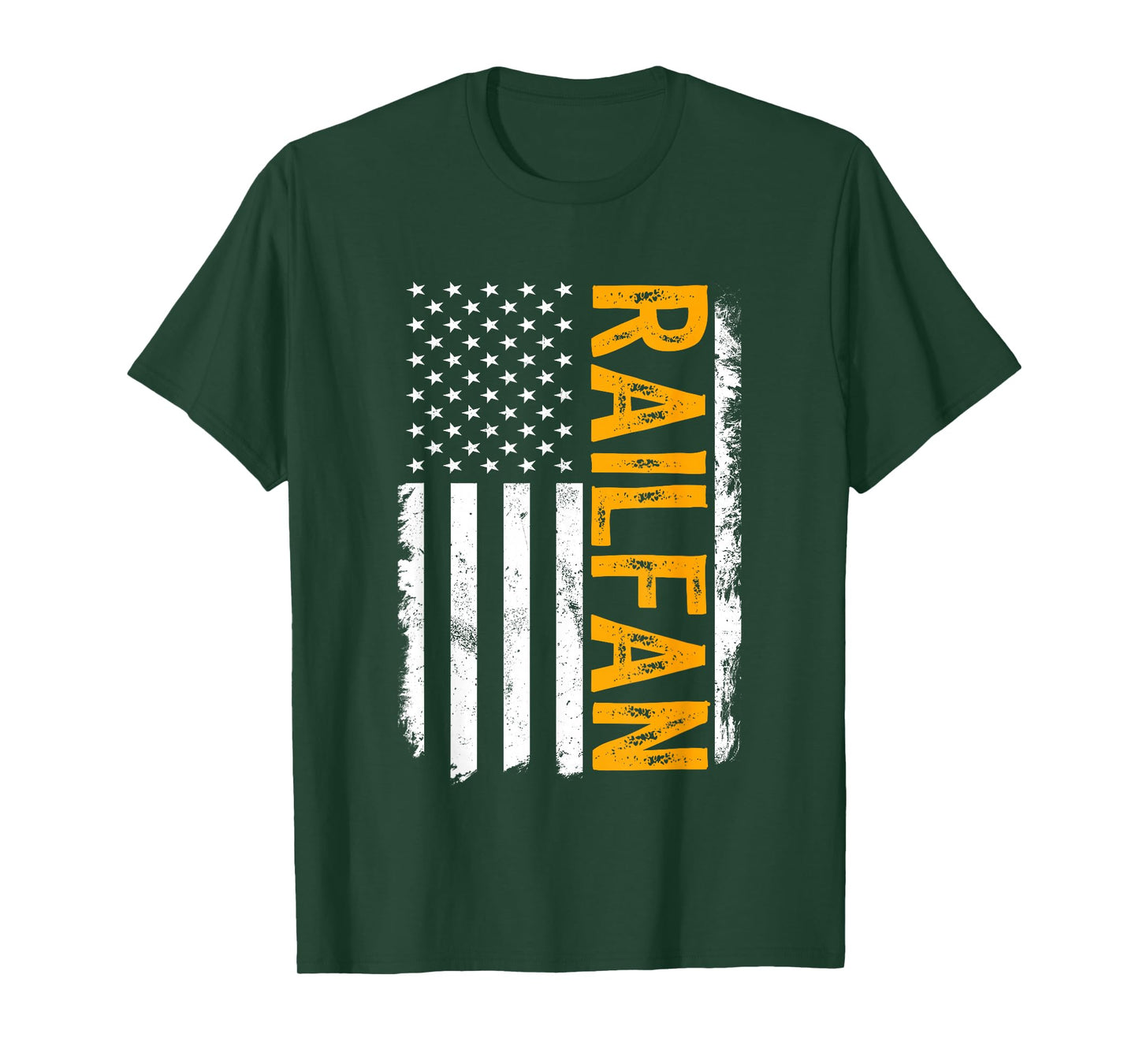 Railfan American Flag, Train Buff, Rail Buff, Trainspotter T-Shirt