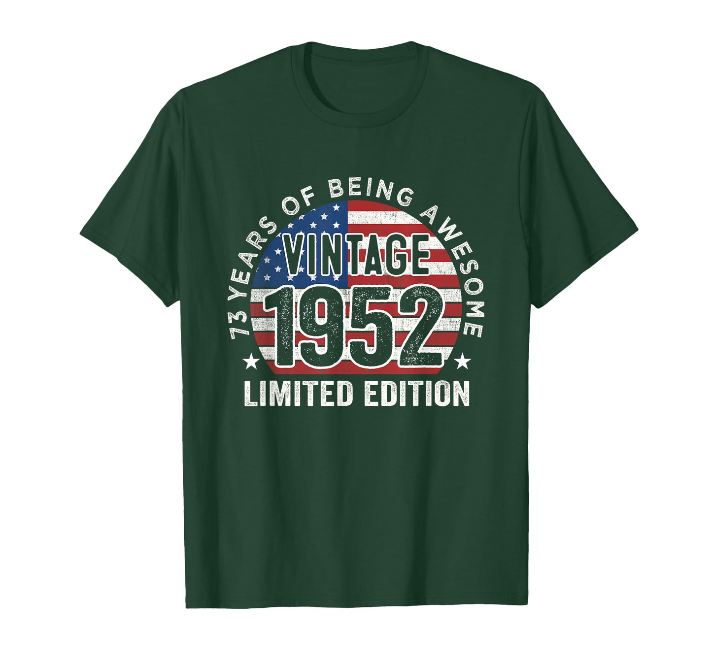 73rd Birthday Gifts Men Vintage 1952 73 Years Old USA Flag T-Shirt