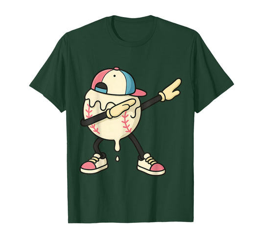 Graphic Baseball Ice Cream Drip Dabbing Baseball Drip T-Shirt