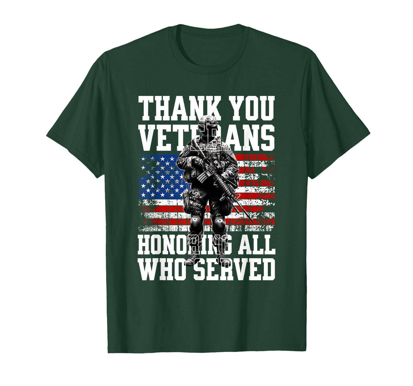 Honoring All Who Served Thank You Veterans USA American Flag T-Shirt