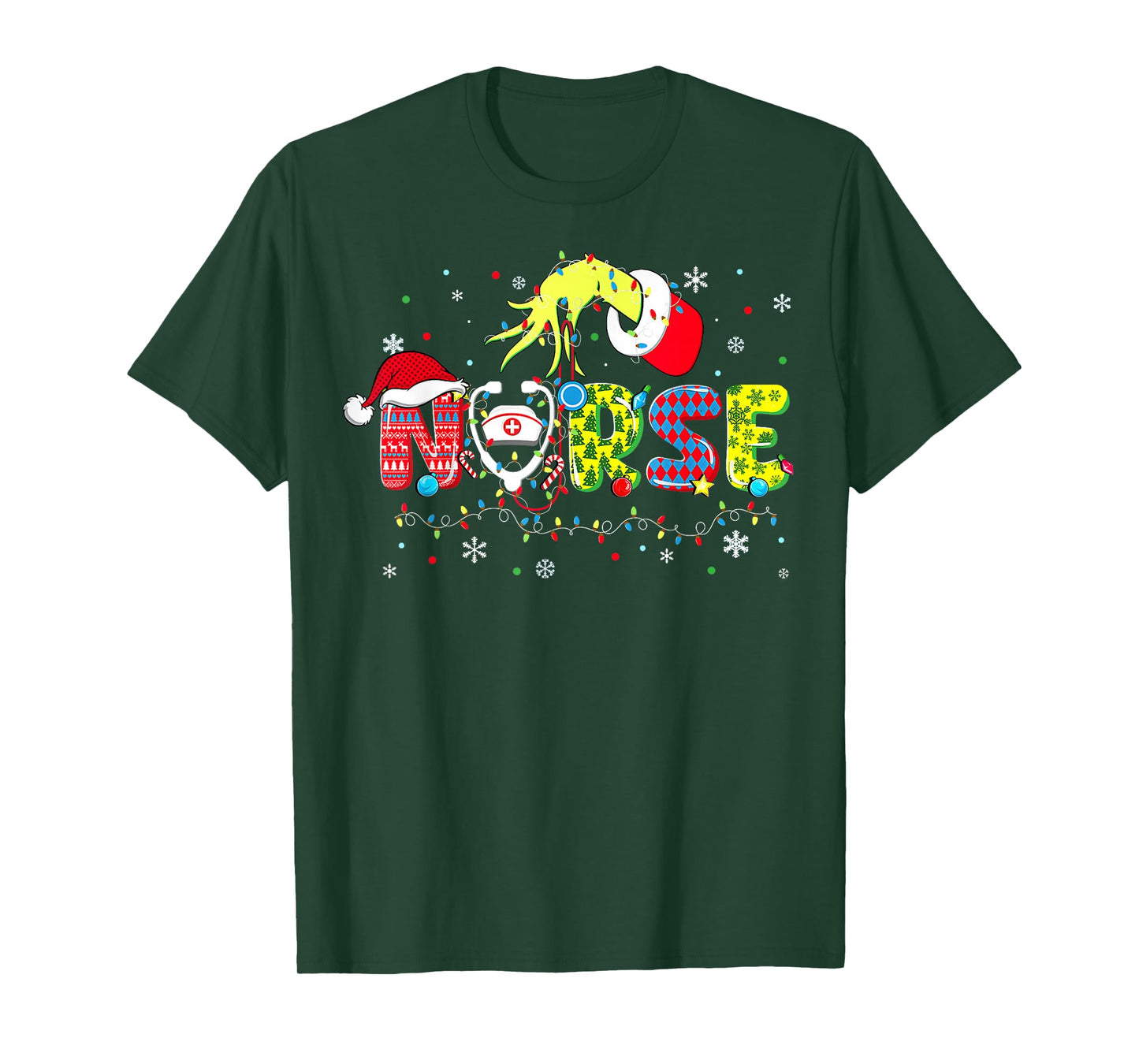 Groovy Nurse Christmas Xmas Santa RN CNA ICU Scurb Men Women T-Shirt
