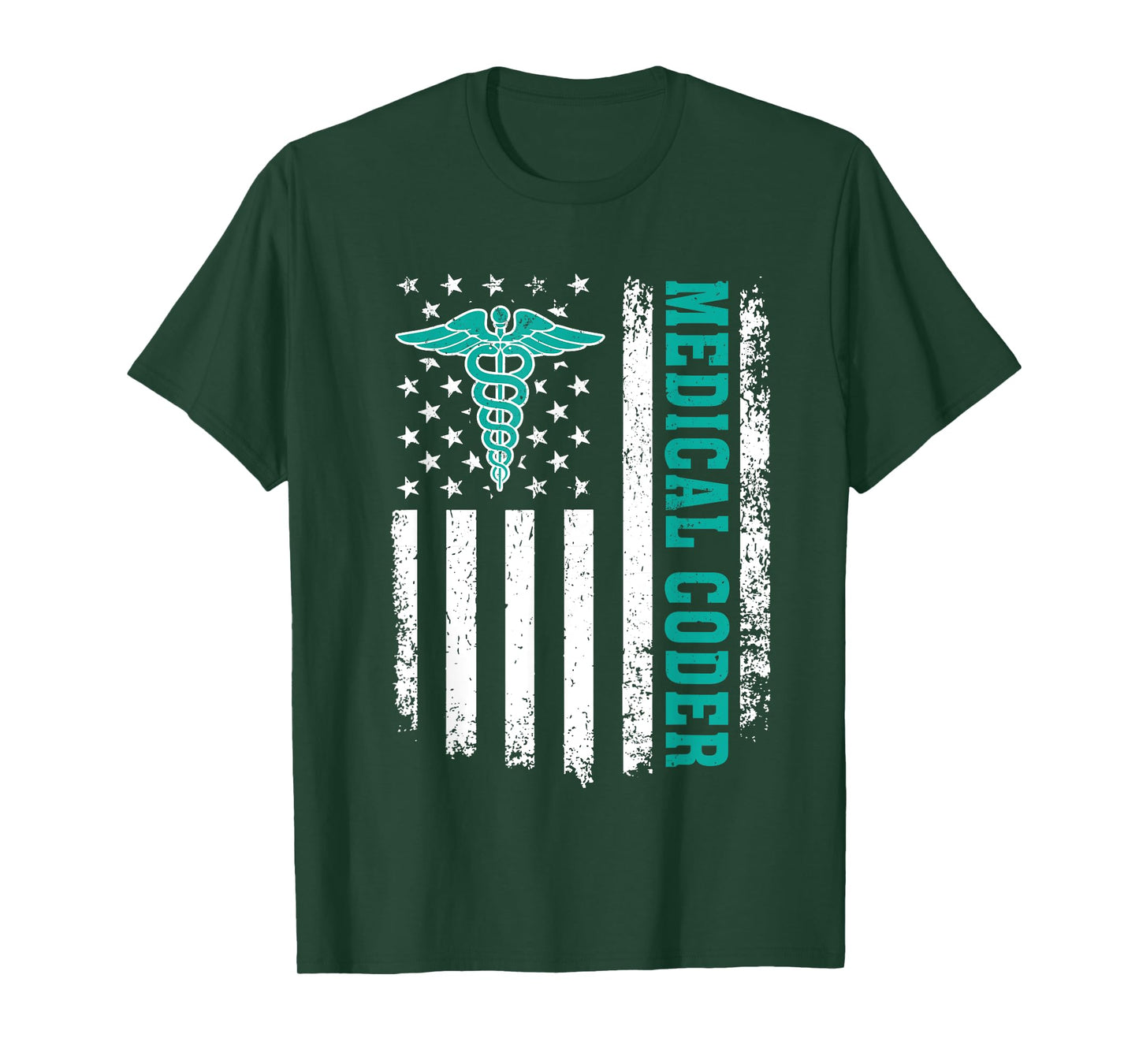 Medical Coder American Flag Medical Coding Clinical Coder T-Shirt