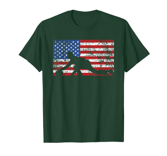 American Flag Curling T-Shirt, USA Gift, Curling Team T-Shirt