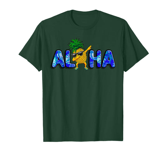 Aloha Dabbing Pineapple Sunglasses Beaches Hawaii Hawaiian T-Shirt