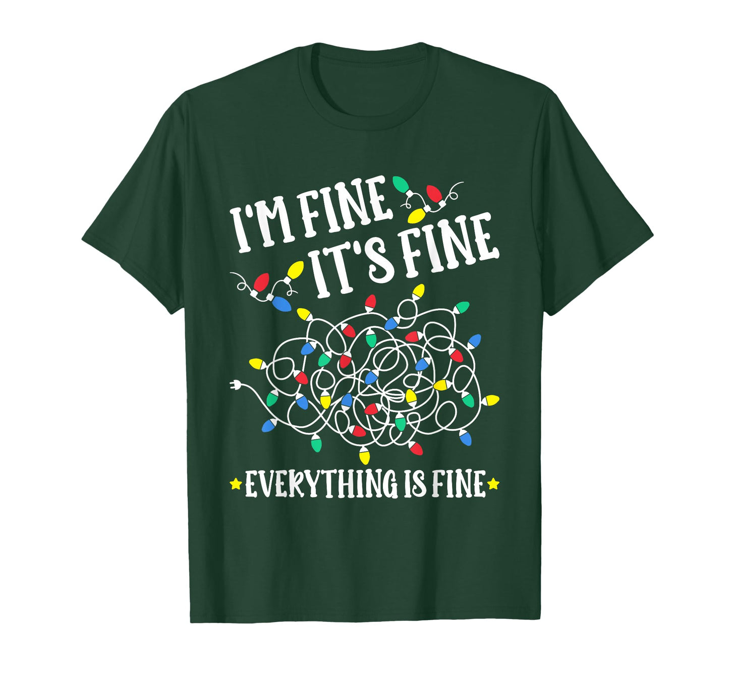 Christmas 2025 Lights I'm Fine It's Fine Everything Is Fine T-Shirt