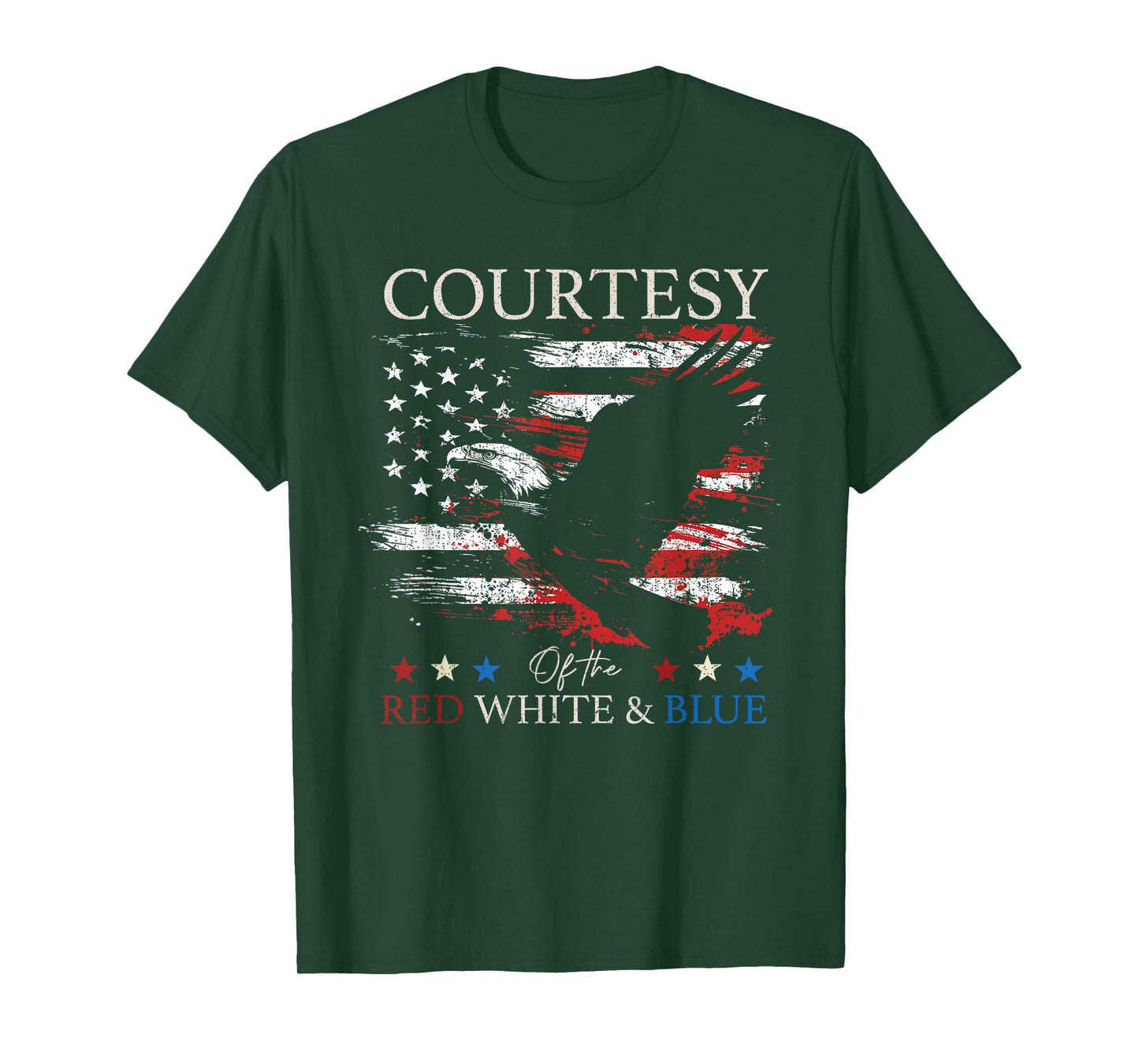 Courtesy of The Red White and Blue Vintage US Flag July 4th T-Shirt