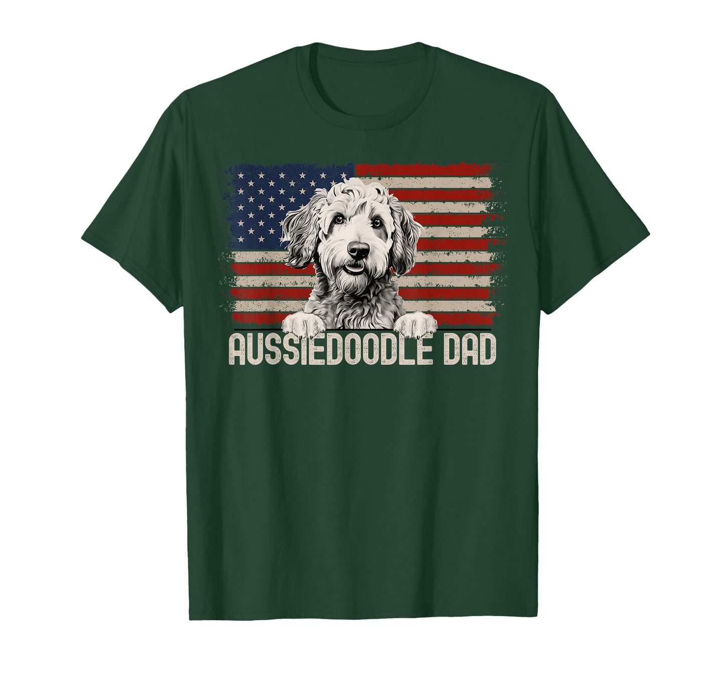 Best Dog Dad Ever American Flag - Aussiedoodle Dad T-Shirt