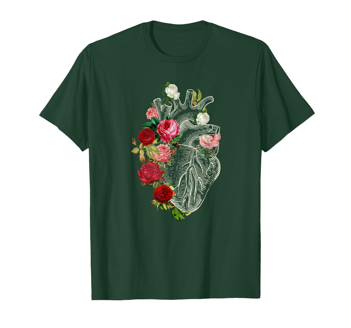 Anatomical Heart Floral Organ Cardiology Cardiac Nurse T-Shirt