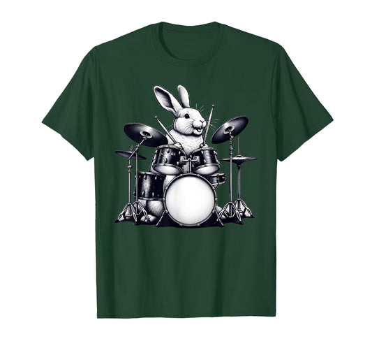 Cute Rabbit Bunny Playing Drums Rabbits Drummer Music T-Shirt