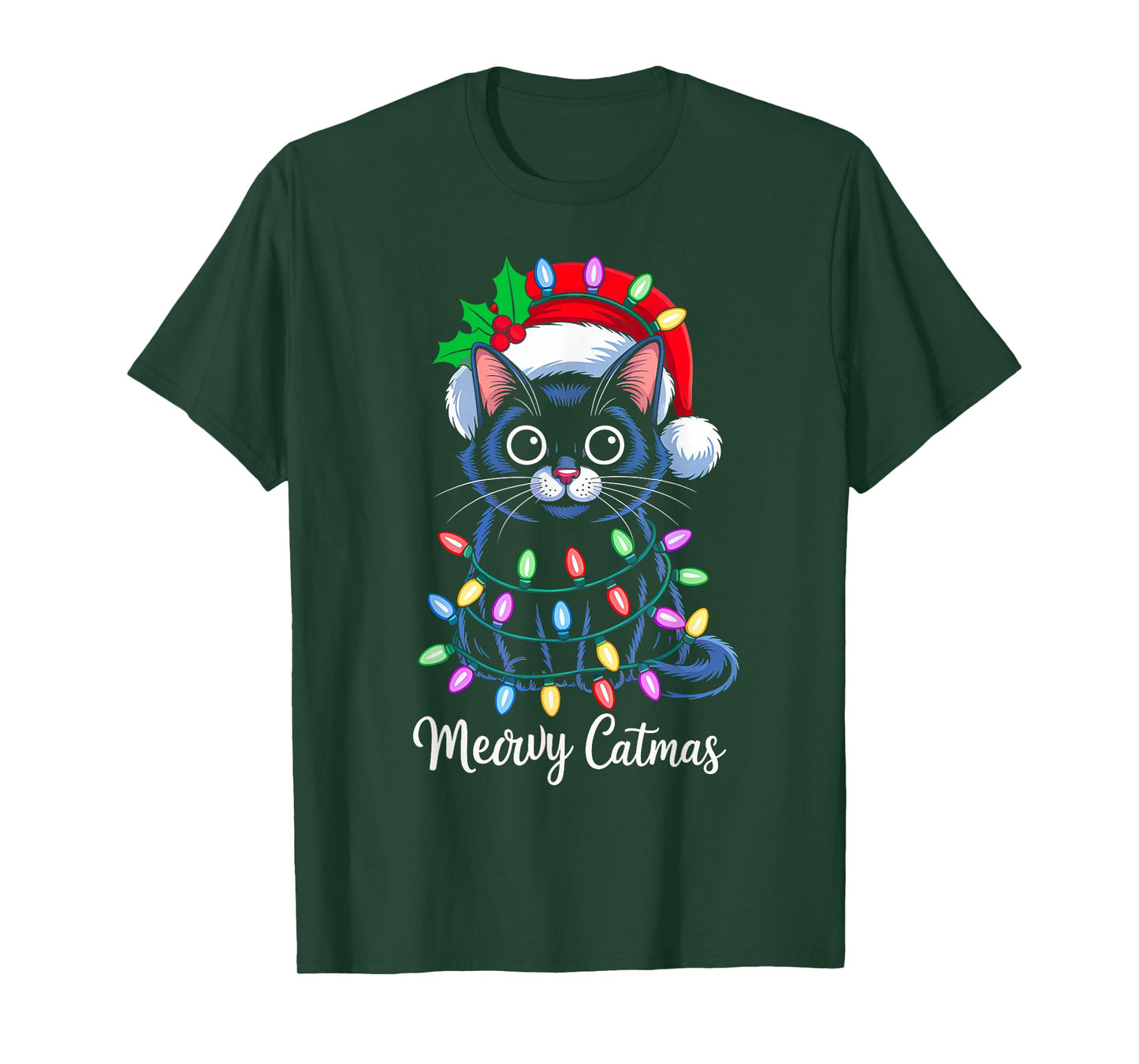 Meowy Catmas Santa Christmas Cat Kitten Funny Xmas Pajamas T-Shirt